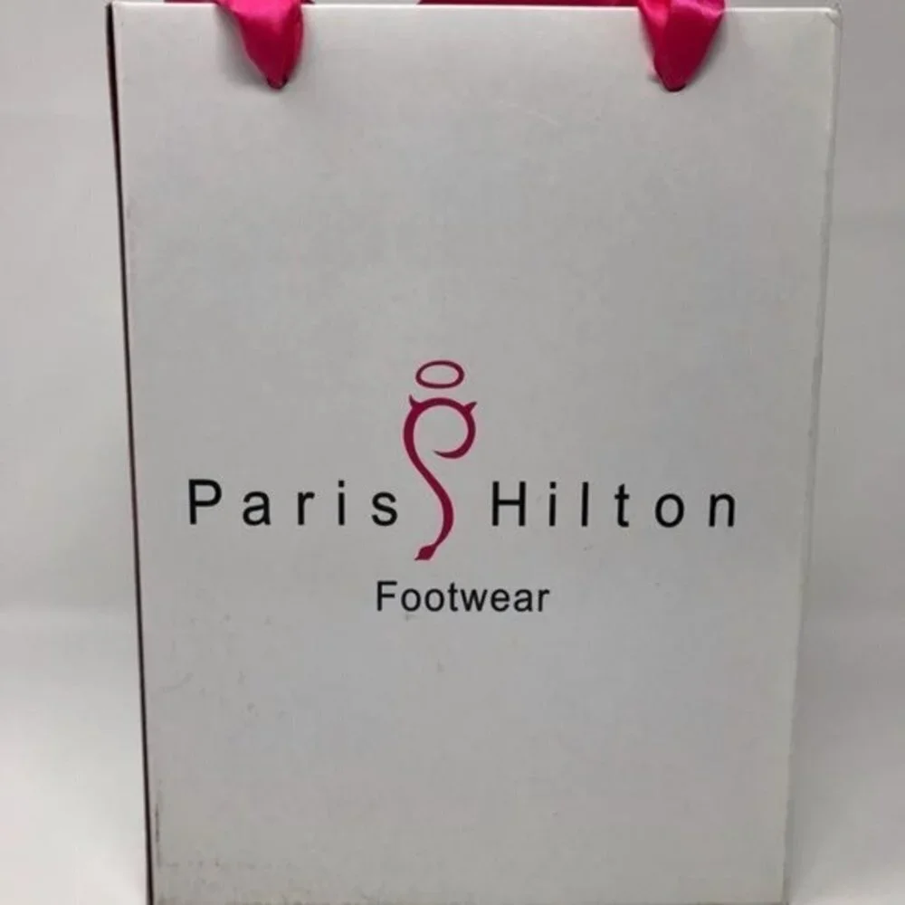 NWT Paris Hilton Black Patent Charme Platform Slide 9M